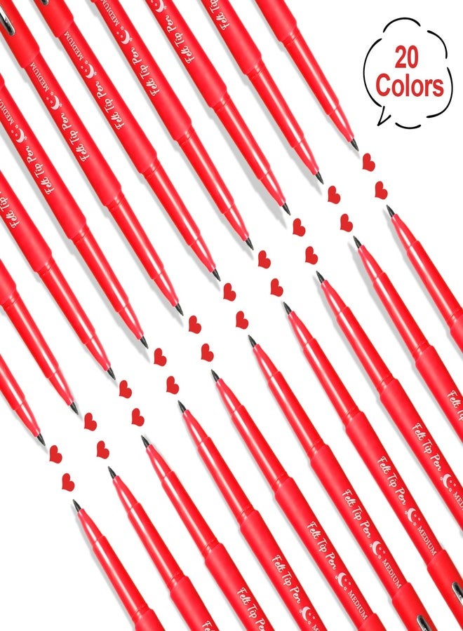 Fuyoooo 20 Pcs Felt Tip Pens 0.7mm Colored Felt Pens Marker Medium Point Journal Planner for Journaling Writing Note Taking Art Office Supplies - Image 3